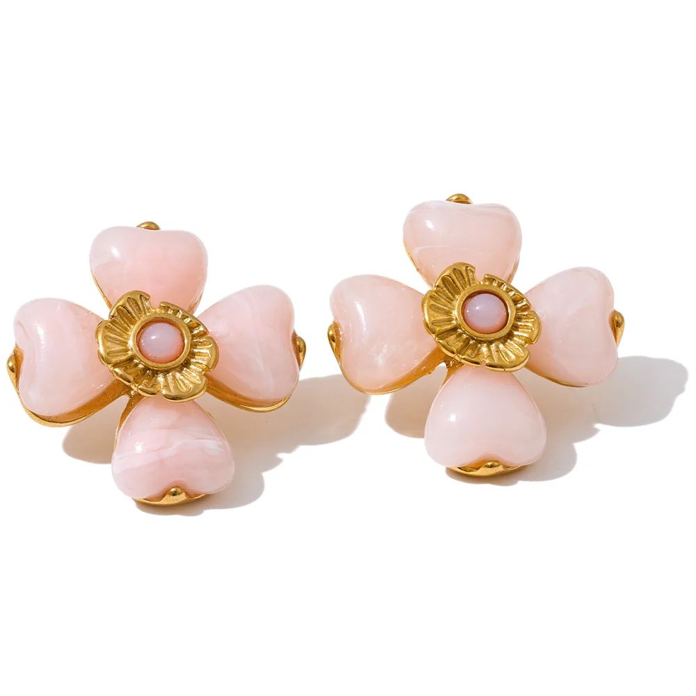 Women's Acrylic Flower Pendant Necklace & Ring Set