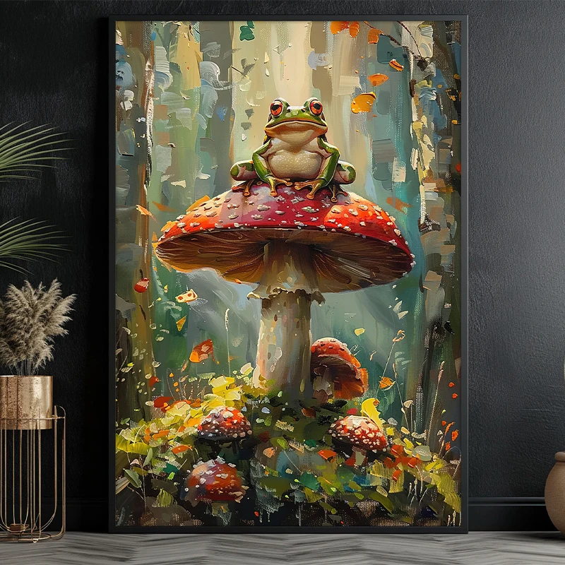 Vintage Colorful Mushrooms Painting Posters and Prints Canvas Printing Magic Forest Wall Art Picture for Living Room Home Decor