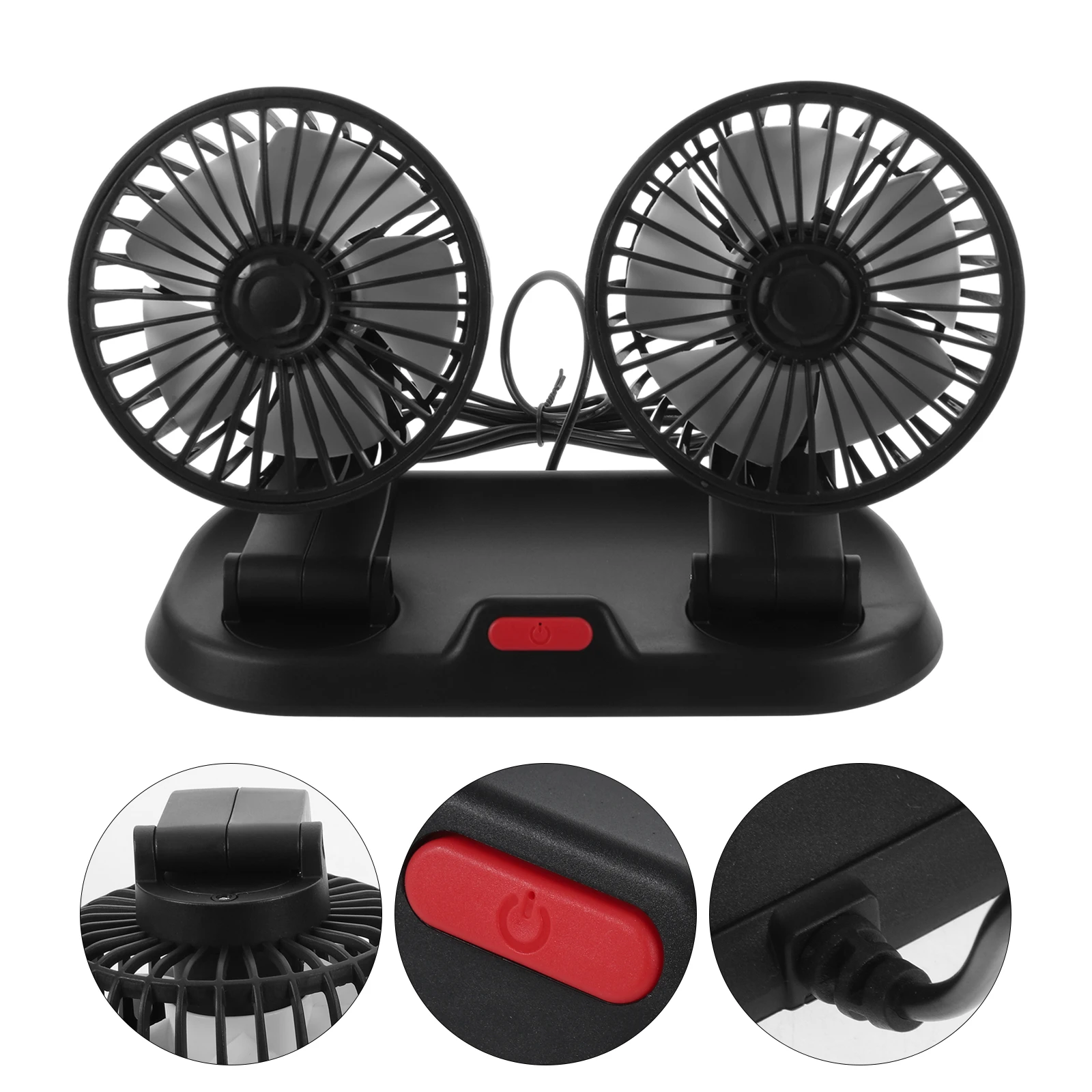 

Dual Head Car Portable Dashboard Fan 360° Rotation Cooling Fan For Vehicle Truck Rv Car Air Conditioner Alternative