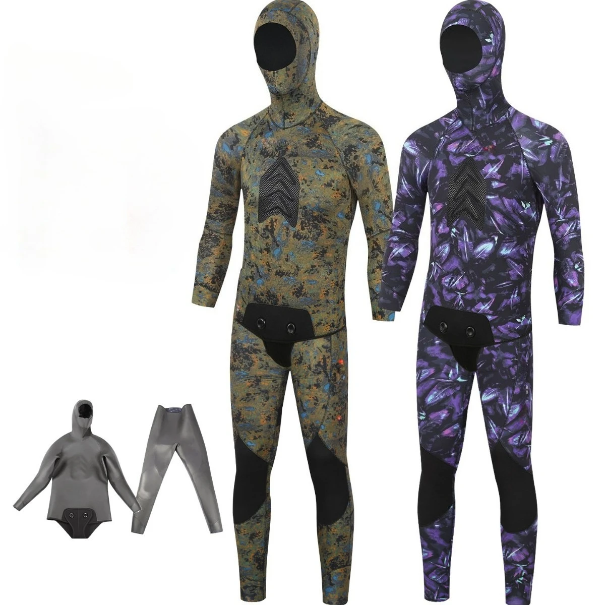 5mm Split Wetsuit CR Smooth Leather Lining Hunting Fishing Suit Camouflage Surfing Suit