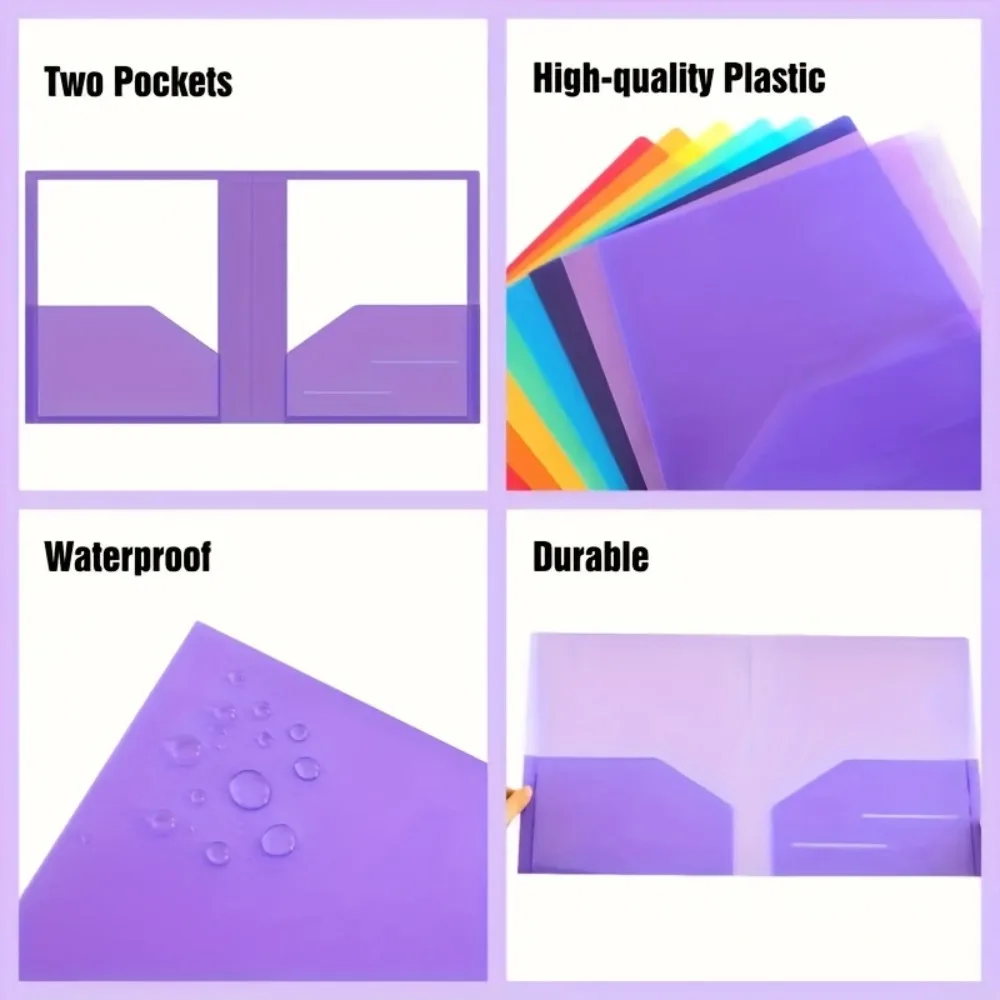 12pcs Candy Color A4/Letter Plastic Folders, 2-Pocket File Organizer for School Office Home