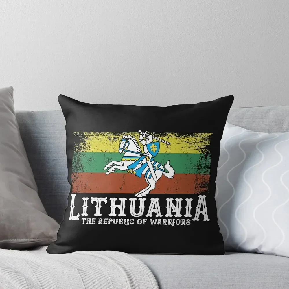 Lithuanian Flag and White Knight Coat of Arms Knight Lithuanian Symbols Throw Pillow Cusions Cover sleeping pillows pillow