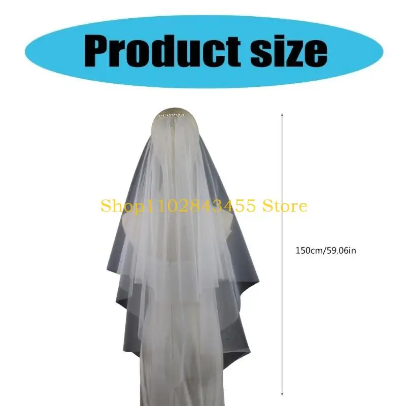 49MC Luxurious White Short Veil with Adjustable Headband Wedding Headpiece for Bachelorette Bridal Shower Gift