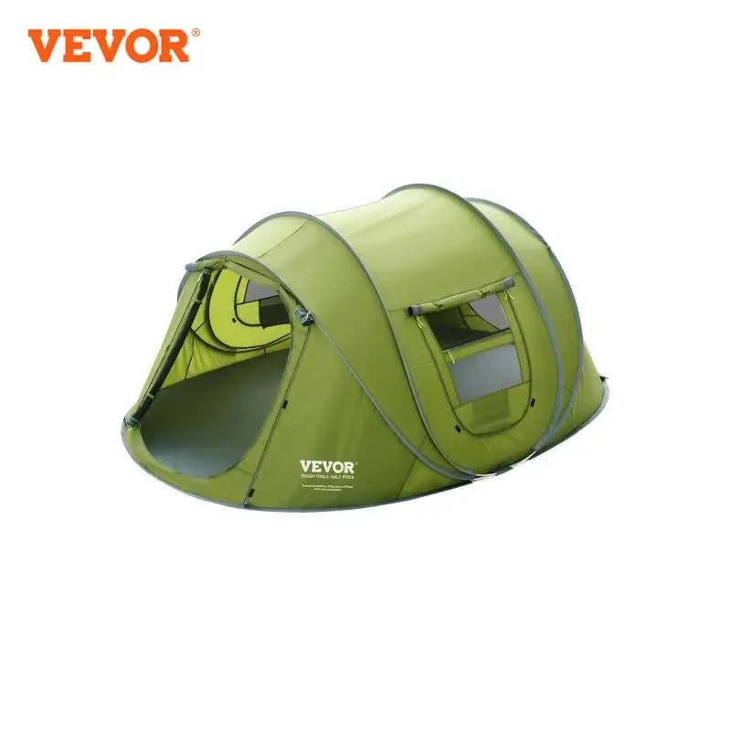 VEVOR Camping Tent Pop Up Tent for 4 Person Easy Setup Waterproof Backpacking Tent with Door & Window for Outdoor Family Camping