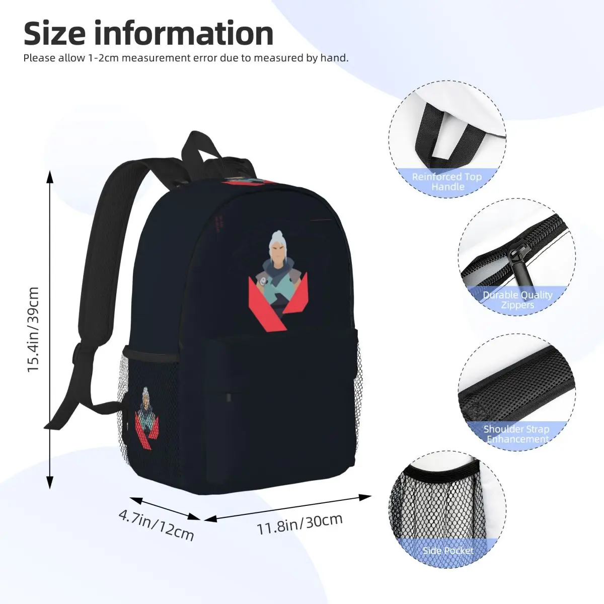 Jett V-Valorant Riot Games Backpack Student BookBag Children School Bag Computer Shoulder Bags for Men Women