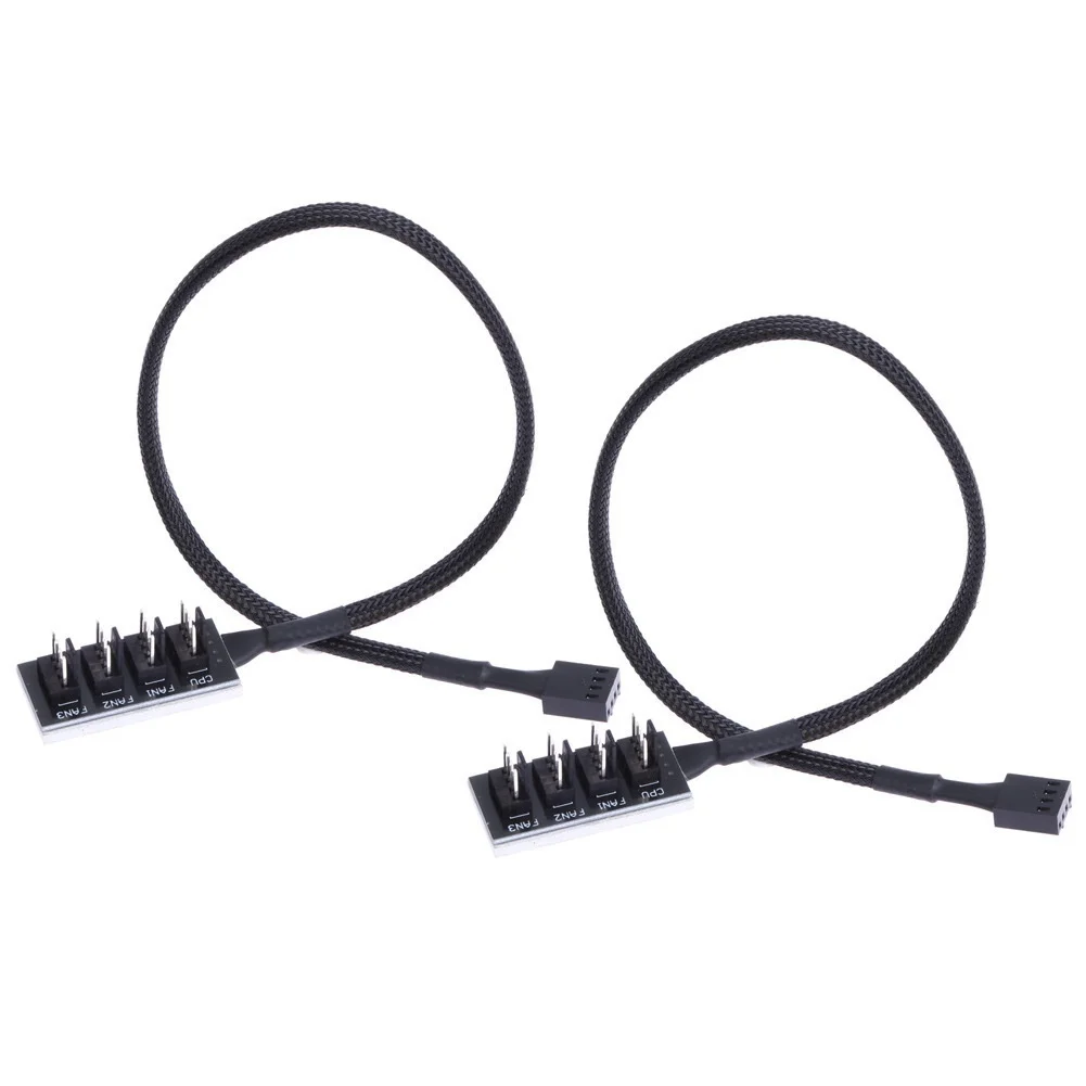 1 to 5 Way For PWM Fan Hub for Computer Cases Supports 3 Pin and 4 Pin Fans 40cm Length Fan Power Distribution