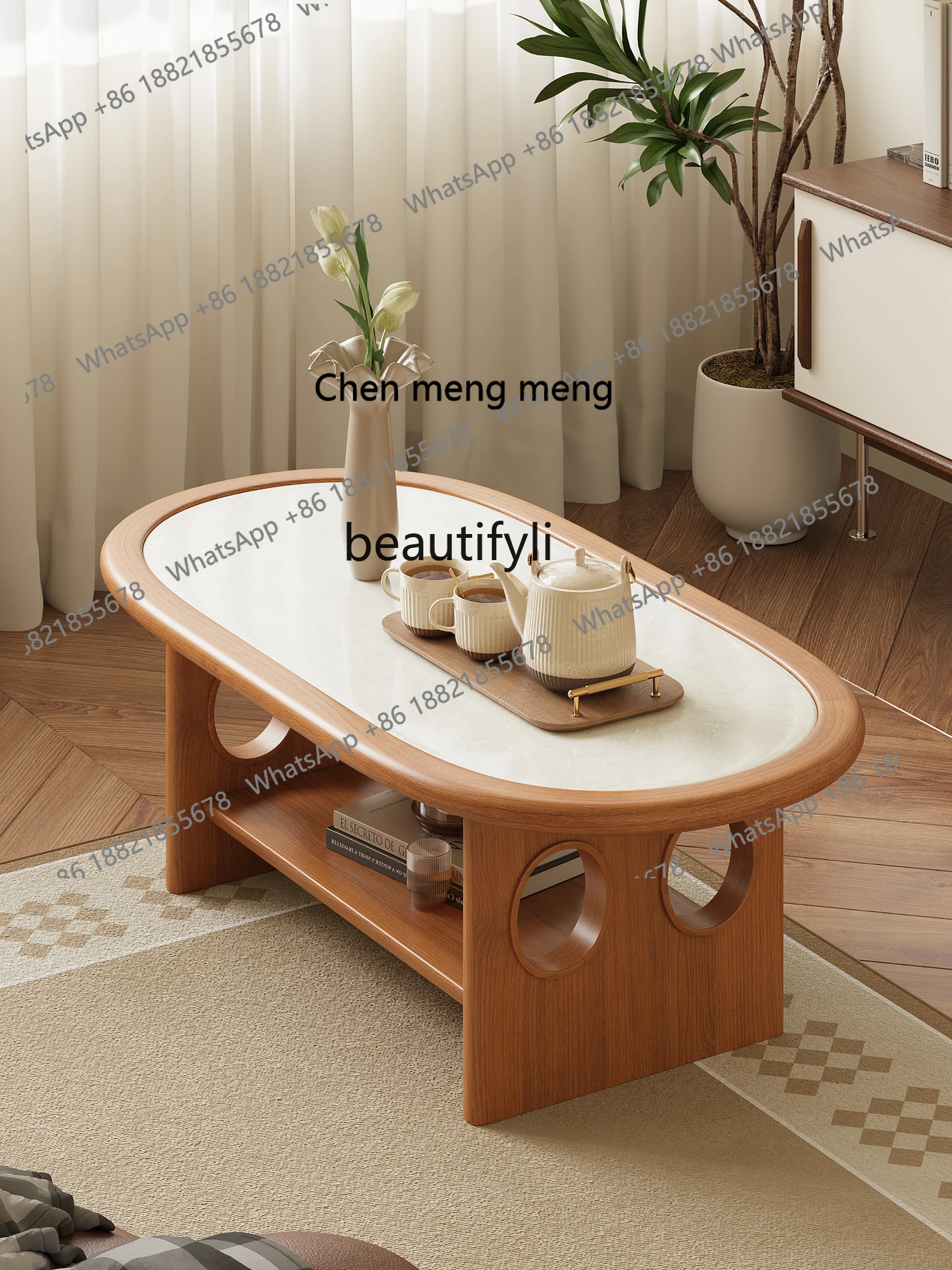 

P178 Двойной овальный журнальный столик из массива дерева для гостиной, домашний диван, чайный столик, небольшая квартира, простой чайный столик высокого класса