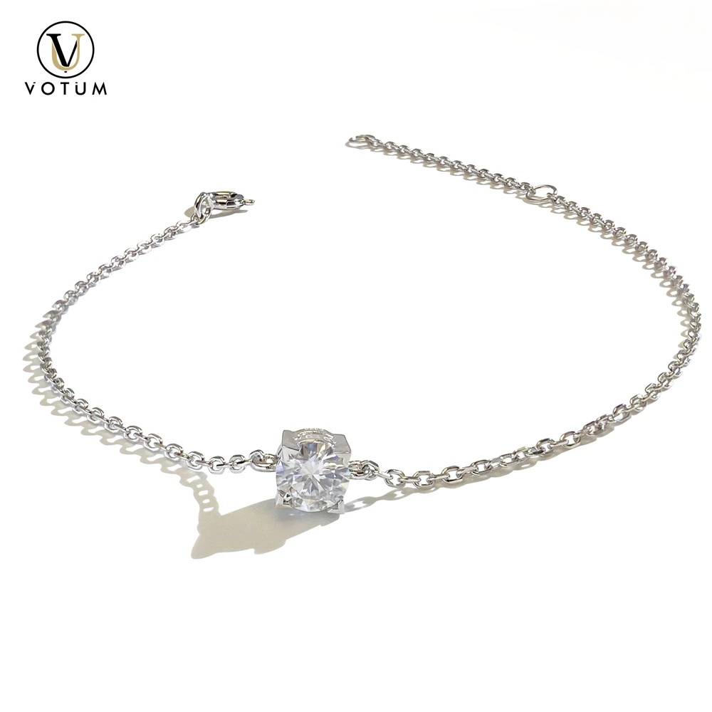 

Votum Fashion 0.5ct Round Cut D Moissanite Chain Bracelet for Women 925 Silver 18K White Gold Plated Fine Jewelry Birthday Gift