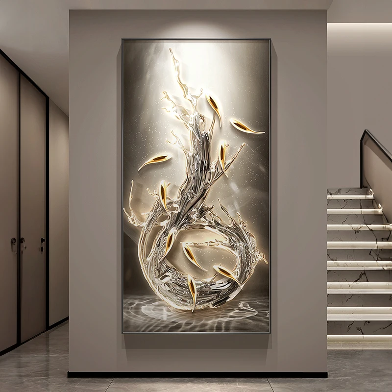 Entryway Hallway LED Wall Lamp, Luxurious Style, Nine Fish Pattern, Abstract Corridor, Staircase Passageway with Lamp Wall Lamp