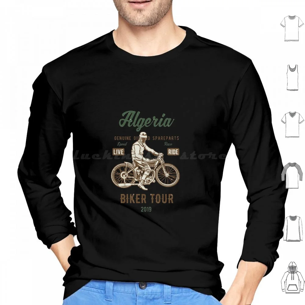 Motorcycle Algeria Motorcycle Holidays Hoodie cotton Long Sleeve Motorcycle Holidays Vacation Mountains Group Trip Roadtrip