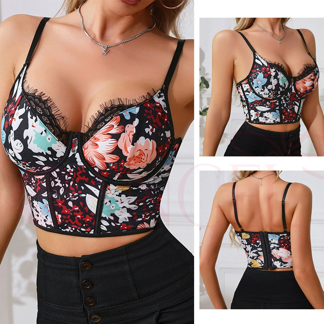 

KISS ME ANGEL Summer Shaper See Through Tank Top Club Corset Push Up Crop Tops Sexy Woman Sleeveless Night Clothes Cropped Shirt