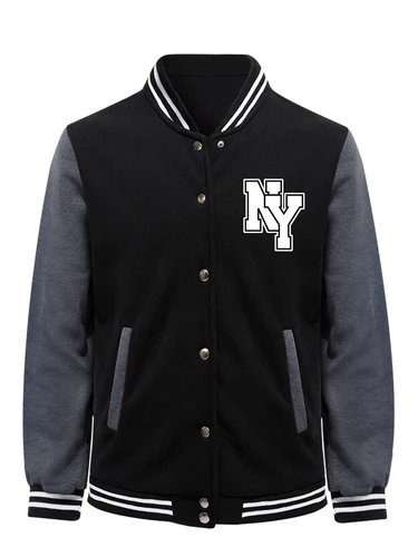 Imagen 2 del producto Chaquetas de béisbol con estampado de letras artísticas de la ciudad de Nueva York para hombre, ropa informal suelta de lana, Jersey Y2K de moda, Tops informales para hombre