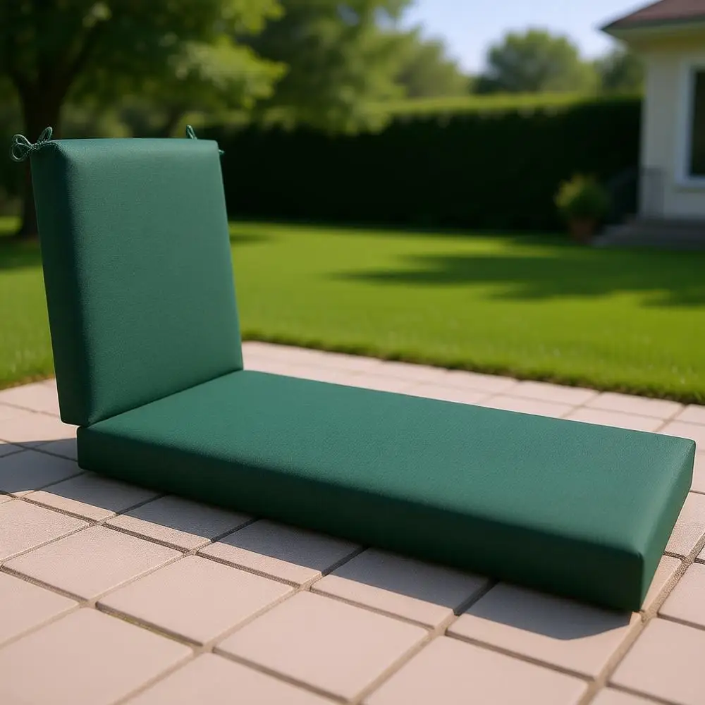 

Уличный шезлонг, 21 x 70 дюймов, текстурированная подушка для кресла цвета охотничьего зеленого бархата со съемным чехлом, садовая мебель
