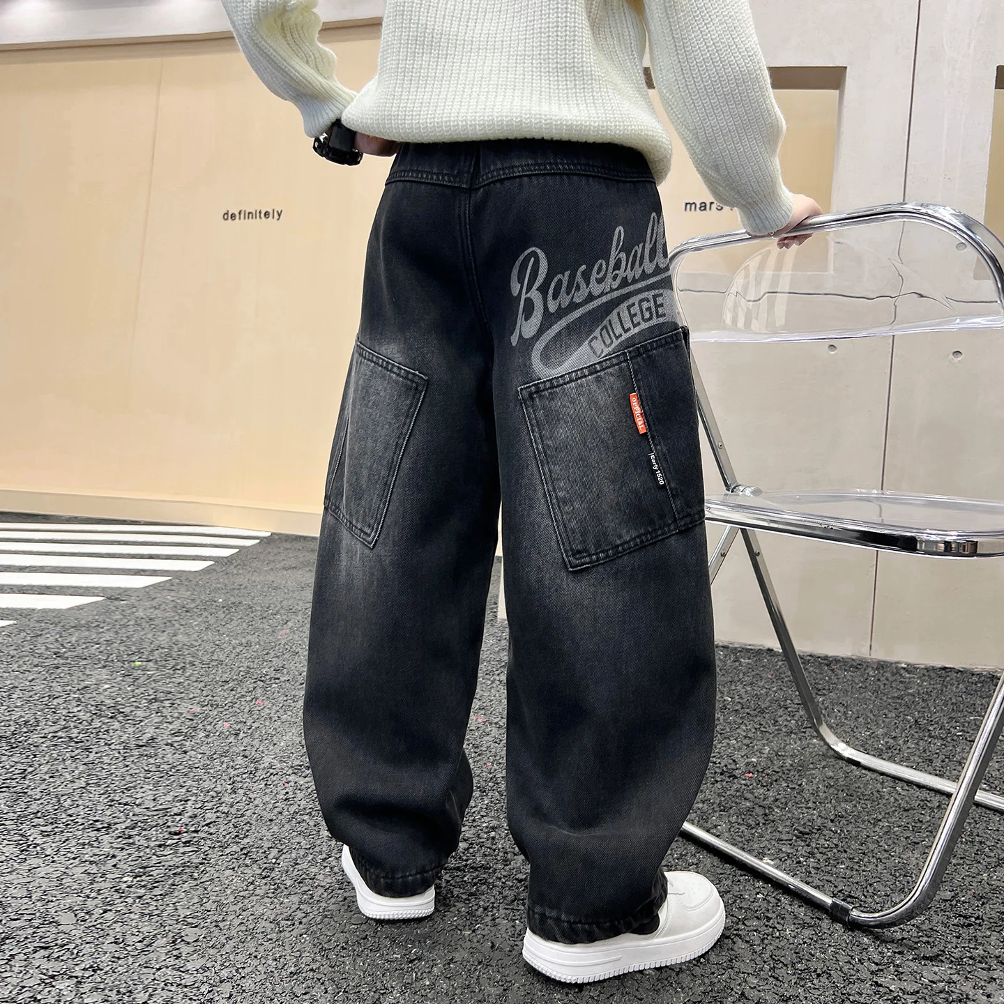 الصبي الأمريكي Y2K 2025 جديد فضفاض واسعة الساق الجينز الأسود المتضخم الصبي الشارع عادية جوكر الدنيم السراويل زوجين الجينز خمر القاع #3