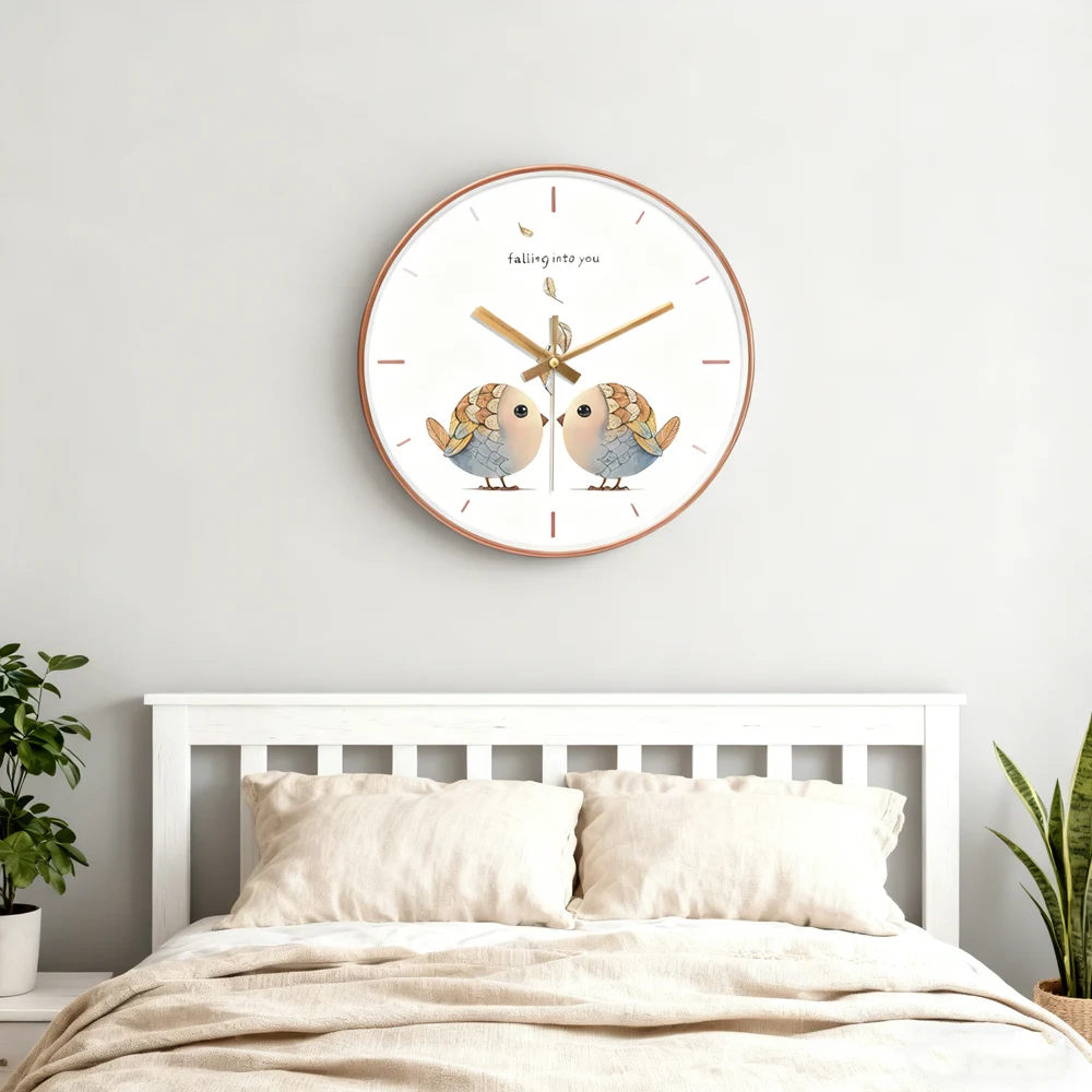 

Simple Wall Clock Cute Bird Decor For Bedrooms Living Room Kitchen Non Ticking Loudspeaker Mute Analog Clock 8 10 12 Inch