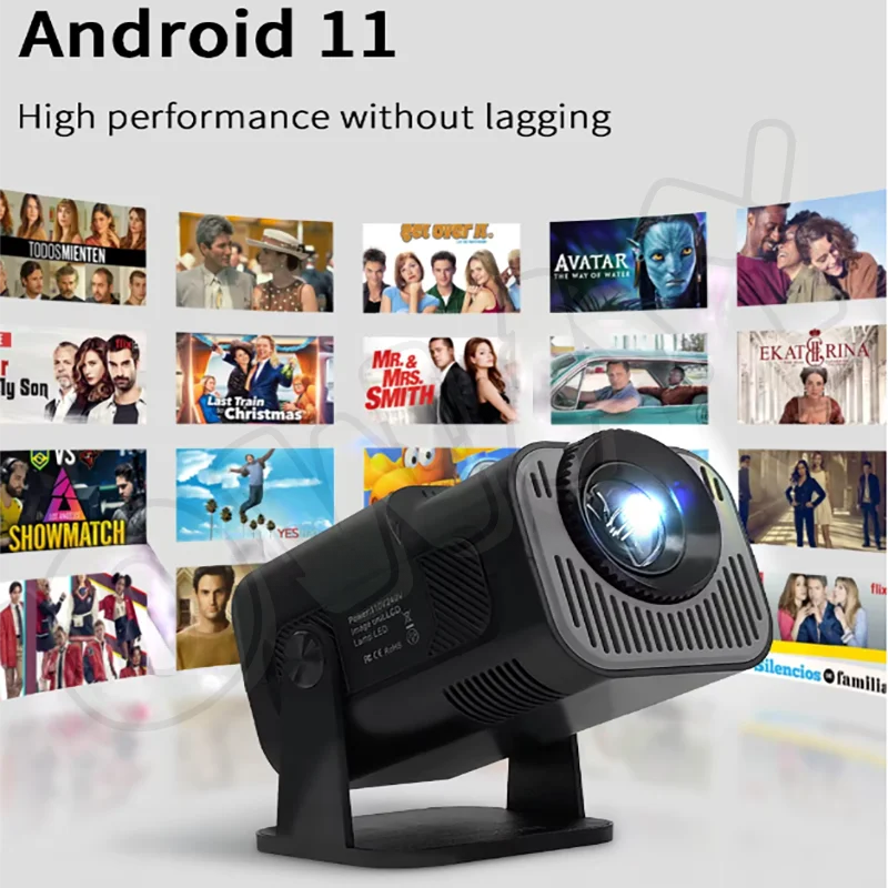 أحدث جهاز عرض لعام 2025 HY320-B جهاز عرض صغير 4k ذكي يعمل بنظام أندرويد 13 واي فاي جهاز عرض صغير بتركيز يدوي جهاز عرض منزلي محمول