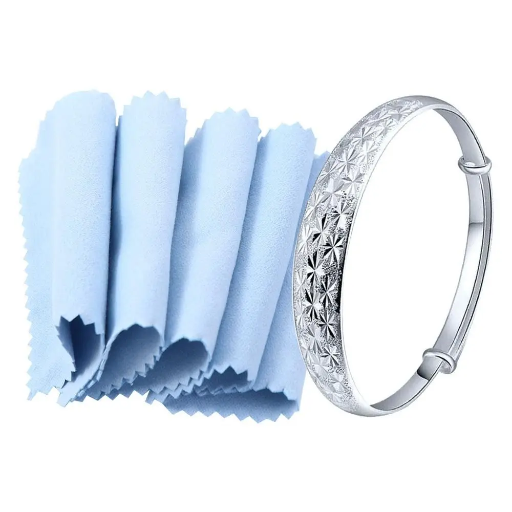 50Pcs 8x8cm Jewelry Cleaning Cloth Reusable Double-Sided Silver Polish Cleaner Durable Soft Fabric Cleaning Polishing Cloth