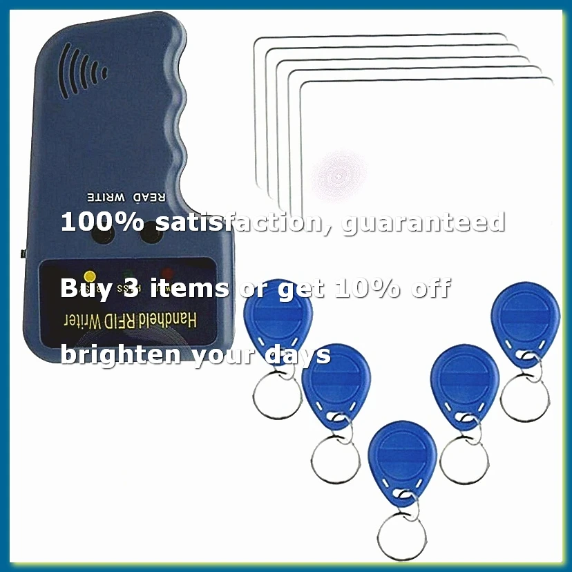 125KHz EM4100 RFID Copier Writer Duplicator Programmer Reader + T5577 EM4305 Rewritable ID Keyfobs Tags Card
