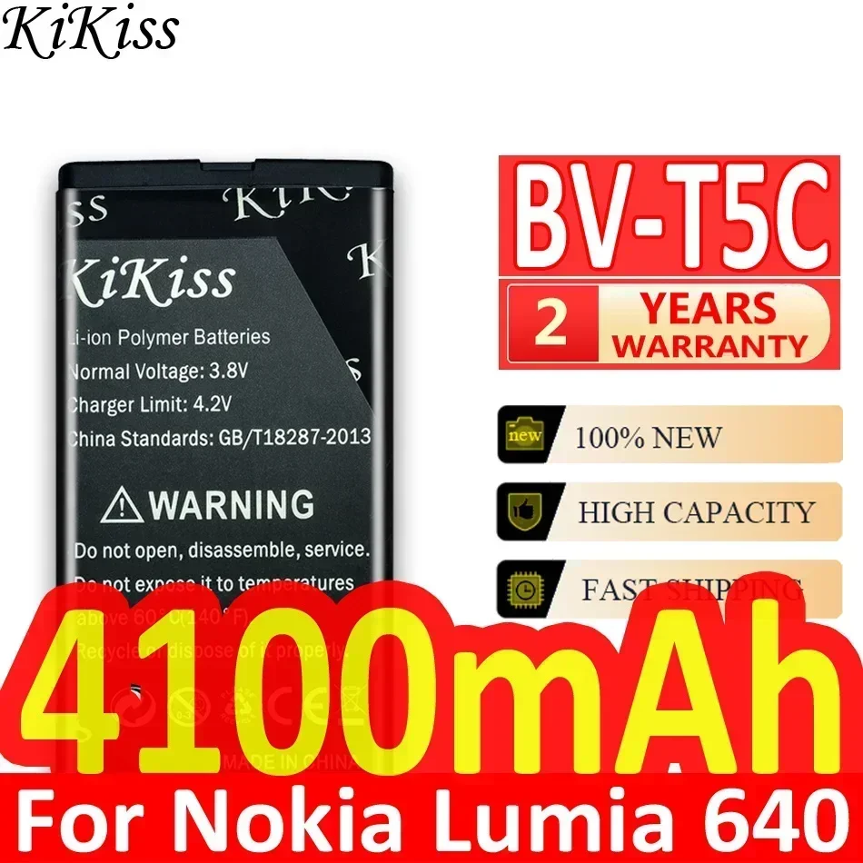 KiKiss Battery 4100mAh BV-T5C BVT5C For Nokia Microsoft Lumia 640 Lumia640 RM 1113 1073 Dual 1077