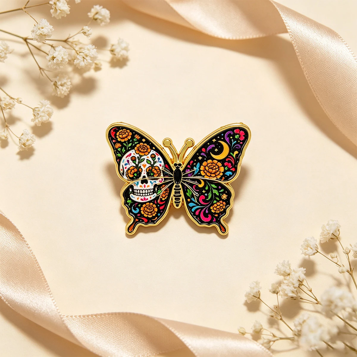 Black Cat Bee Skull Butterfly Enamel Pin Cute Badges Rainbow Mushroom Quote Cartoon Badge Accessories for Backpack Jacket
