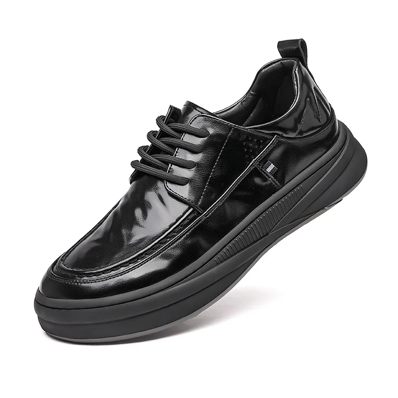 

Spring Autumn New Designer Leather Shoes Man Black Lace Fashion Casual Shoes Male High Quality Platform Shoes Man