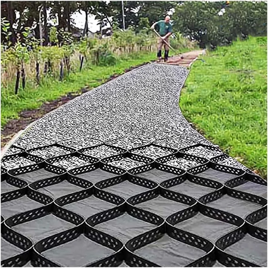 

2-дюймовая толстая геоэлементная сетка для заземления, 6,5 х 16,5 футов, сетка стабилизатора гравия Geo, подъездная дорога, система фиксации георектировки сетки для сада, пейзажа Wa