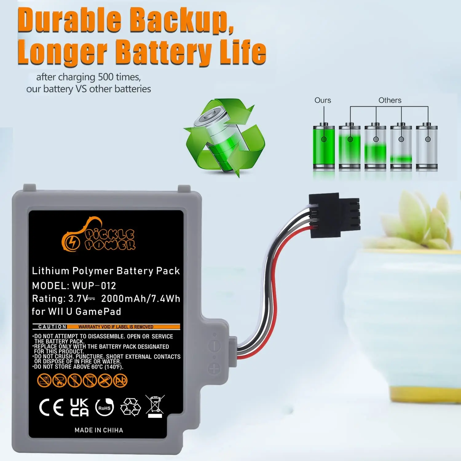 2000mAh استبدال بطارية قابلة للشحن لوي U غمبد WUP-012