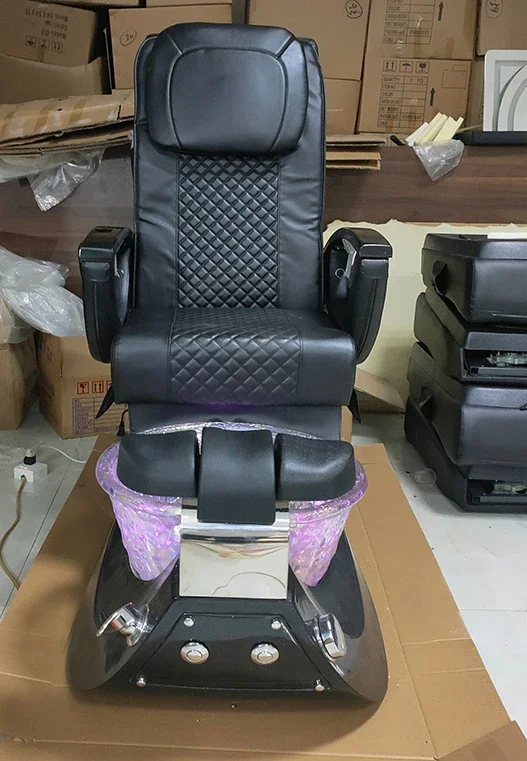 2023 Modern Black Pipeless Jet Foot Spa Chair No Plumbing Pedicure Chairs for Nail Salon in Stock