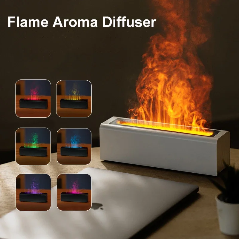 Realistic Flame Essential Oil Diffuser - 2023 Ultrasonic Cool Mist Maker Air Humidifier Fogger for Aromatherapy - Unique Fire Di