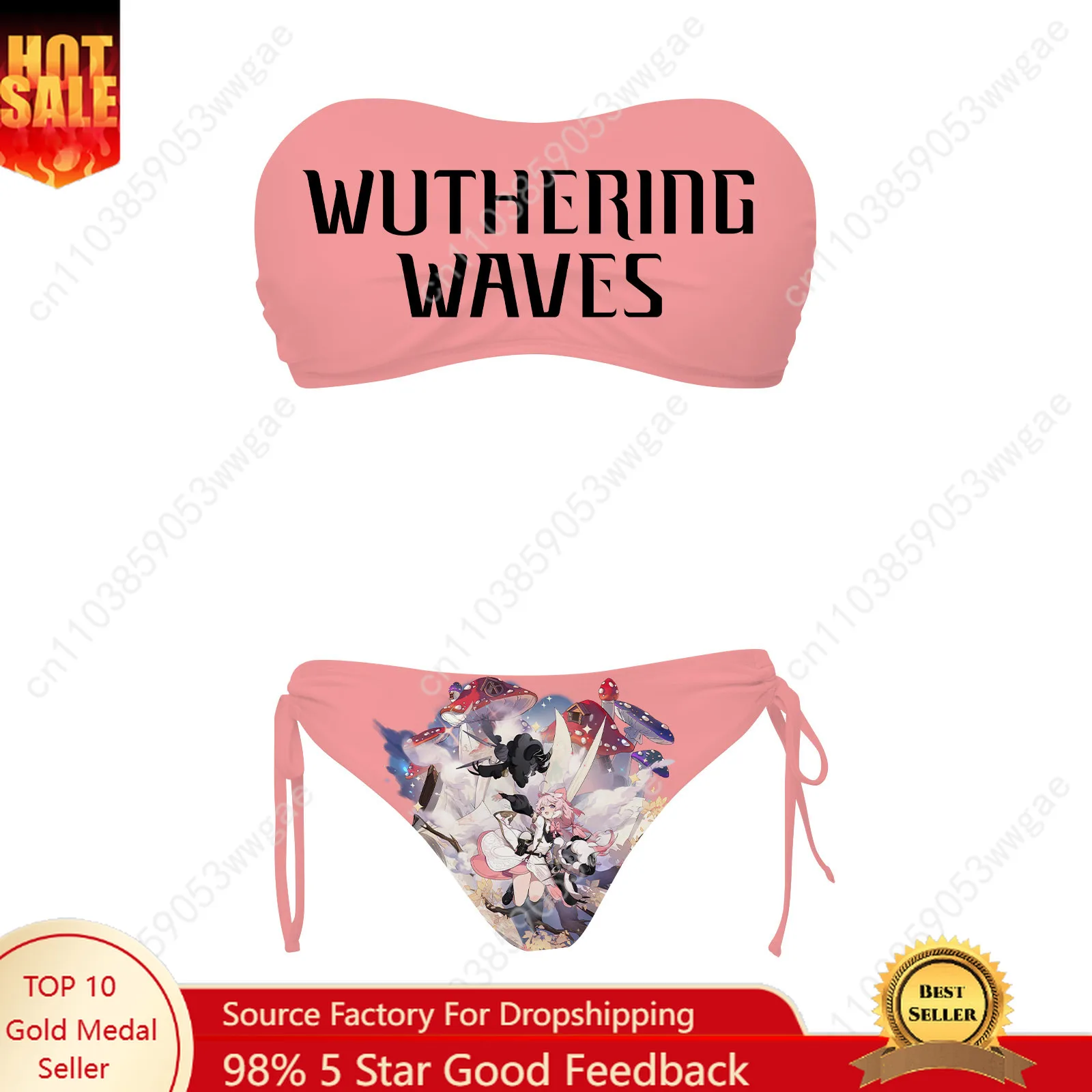 

Wuthering Waves Swimsuit Womens Drawstring Two Piece Set Bathing Suit Personalized Swimwear Beach Bikini Customized Beachwears