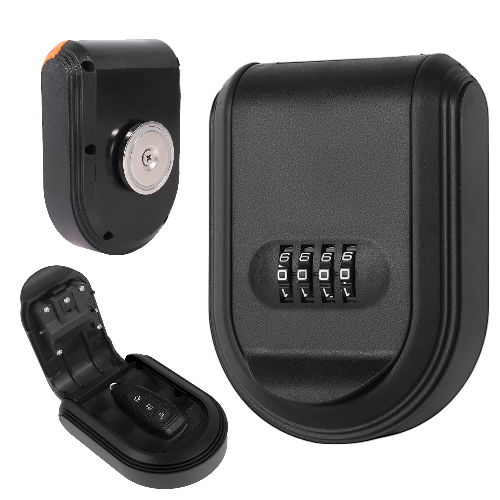 

Magnetic Key Holder with Combination Lock Hidden Under Car, Hide Key Lock Box 4 Digit Password for Storage Key Indoors Outdoors