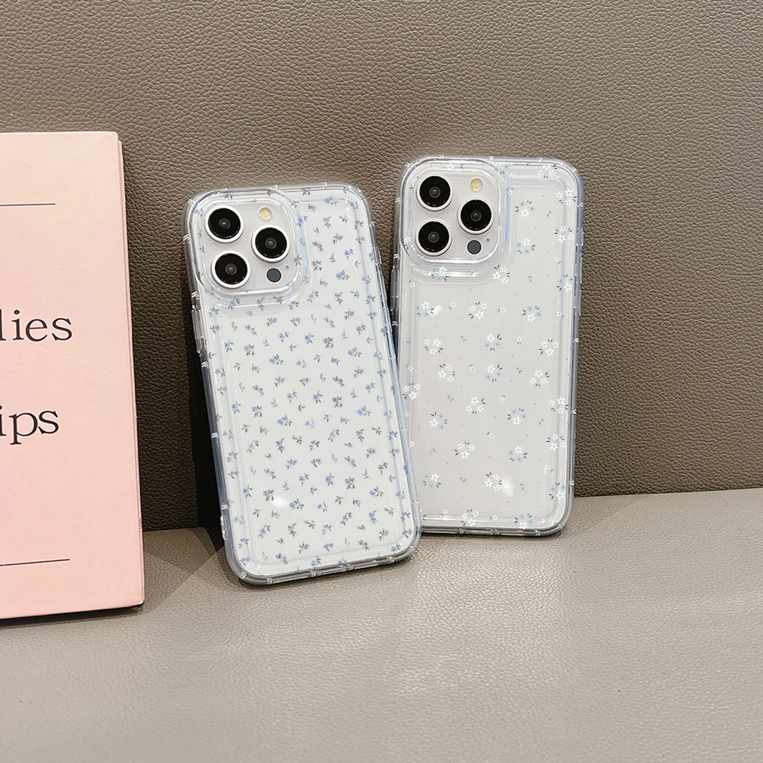 Tren Fashion Flora Casing Ponsel Bening Lembut Tahan Benturan untuk iPhone 16 15 14 13 12 11 Pro Max Plus 17 Casing Penutup Kantung Udara Anti Jatuh