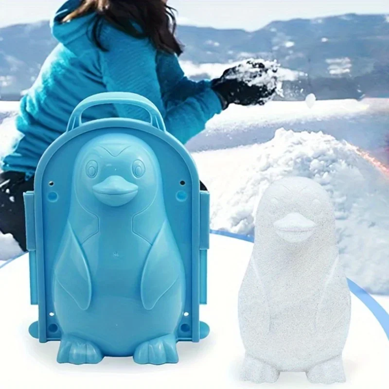 Clip de bola de nieve engrosado, herramienta de juego de nieve, Clip de bola de nieve, lucha de bola de nieve, molde de nieve, modelo de pingüino de nieve, Color aleatorio, 1 pieza