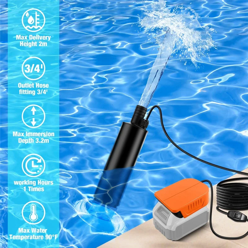 

AT19-Water Transfer Pump For 20V Battery For Garden,Camping, Kiddie Pool, Fish Tank