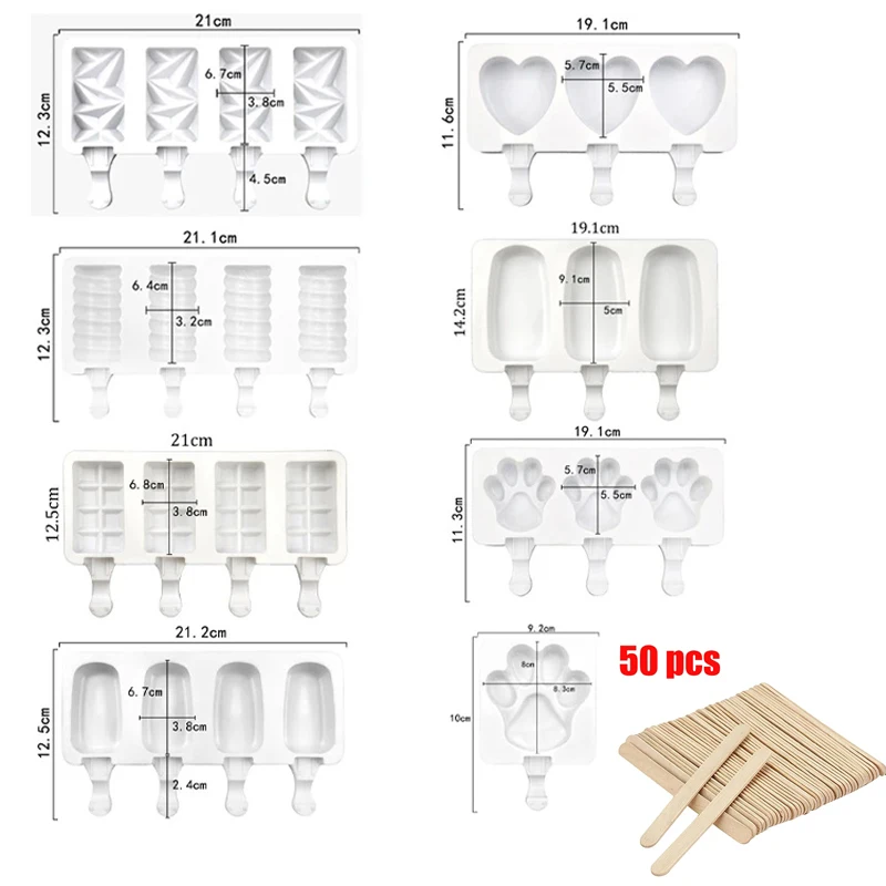 Silicone Popsicle Molds Homemade Popsicle Molds Cat Claws Heart Mold Reusable DIY Ice Cream Sticks for Home baking Tool