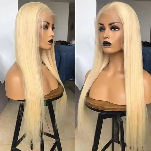 Transparent Blonde Straight Lace Front Human Hair Wigs Brazilian Lace Frontal For Women PrePlucked Lace Wig