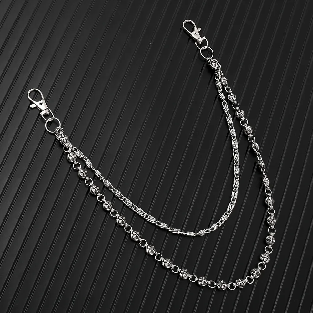 سلسلة جينز هيب هوب على طراز هاراجوكو مع سلسلة خصر بطبقة مزدوجة على طراز بانك مخصصة للرجال والنساء إكسسوارات