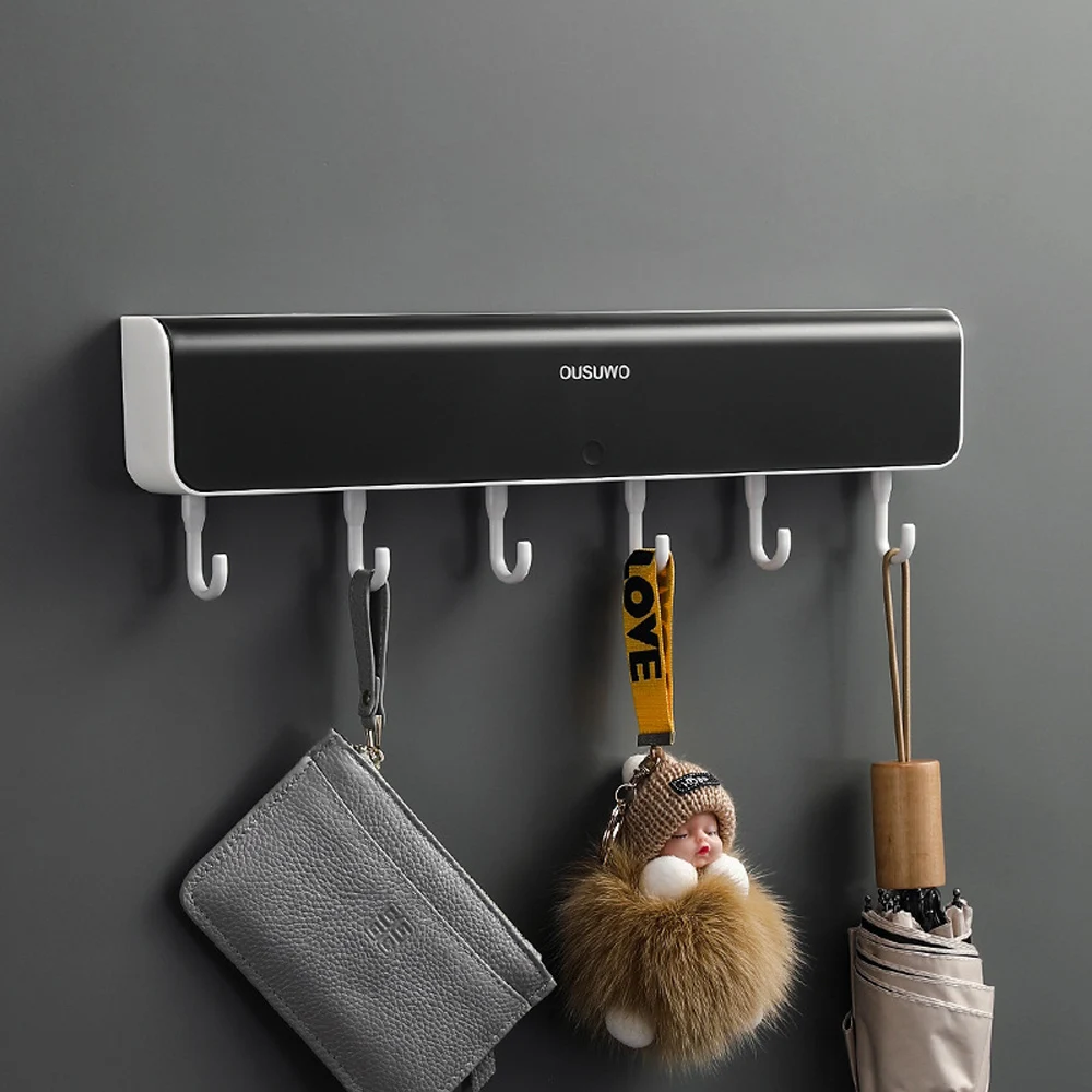 Bathroom Accessories Wall-Mounted For Bathroom Door Clothes Key Organizer Punch-Free With Hook Shelf Storage Box Storage Rack