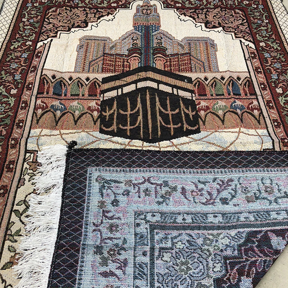 Alfombra musulmana de oración, Tapete con borla, bolsa de almacenamiento, alfombra islámica, Qibla, manta bordada, decoración del hogar, 110x70cm