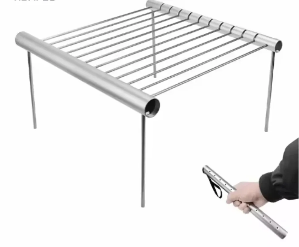 Outdoor Portable Folding Single Seat Charcoal Grill Modern Stainless Steel