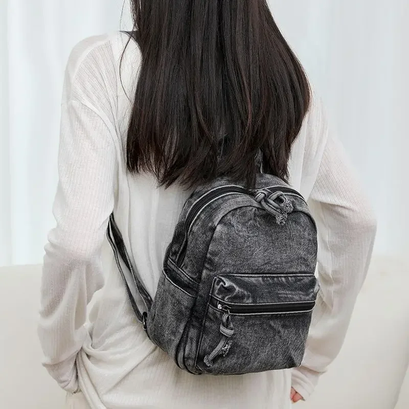 Denim Literature and Art Mini - Satchel Female Small and Exquisite Fallow Backpack Go Shopping Backpack New Style