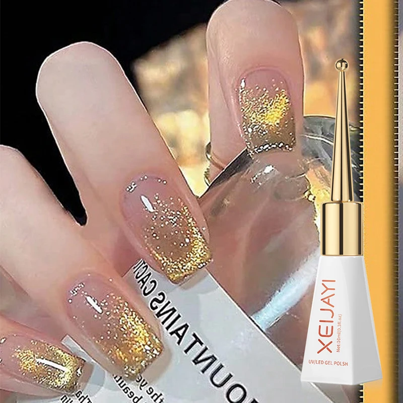 10ml Sparkling Glass Bead Flash White Spar Cat Eye Gel Nail Polish Magnetic Gel Nude Color Semi Permanent Soak Off 2024 New