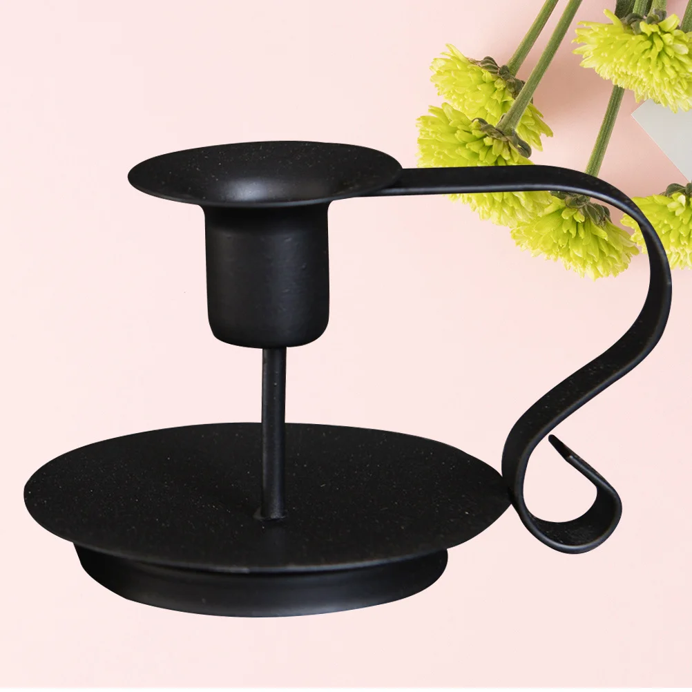 

Vintage Cast Iron Stand Matte Black Taper Holder Classic Candlestick Holder for Living Room Entryway Side Table