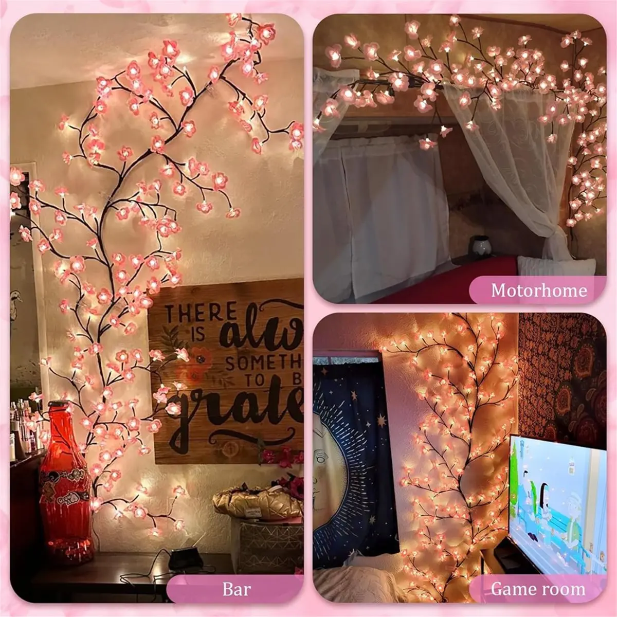 DIY Cherry Enchanted Willow Vine Lights,7.55 FT 144 LED Lights with Remote Timer,for Bedroom Home