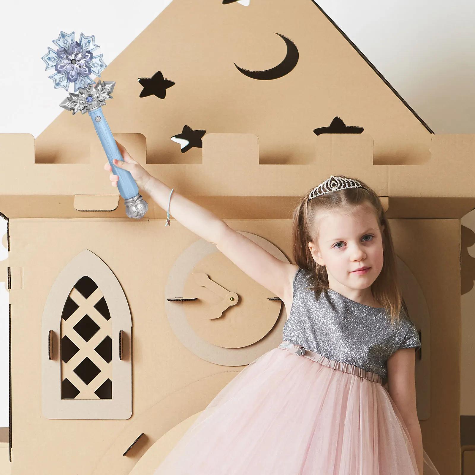 

Kids Glowing Snowflake Wand Toy Light Up Fairy Wand with Music Spray Effect Perfect Mini Wand for Toddler Girls Birthday Gift