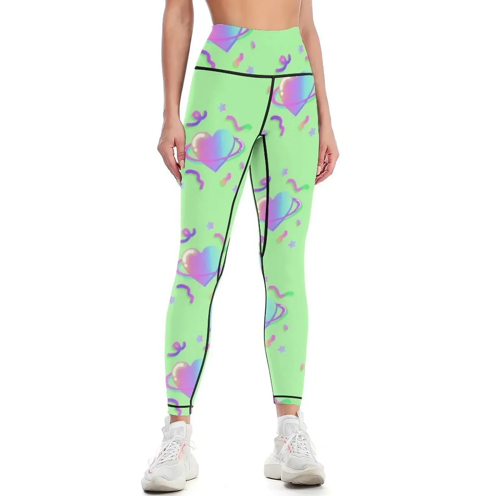 

Rainbow Heart Planet v3 Leggings Women's push up fitness set gym gym top Women's high waist Womens Leggings