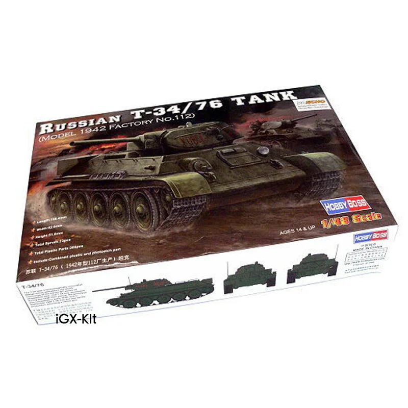 HobbyBoss 84806 1/48 Scale Russian T34 T-34/76 Tank 1942  Military Gift Plastic Assembly Model Toy Building Kit