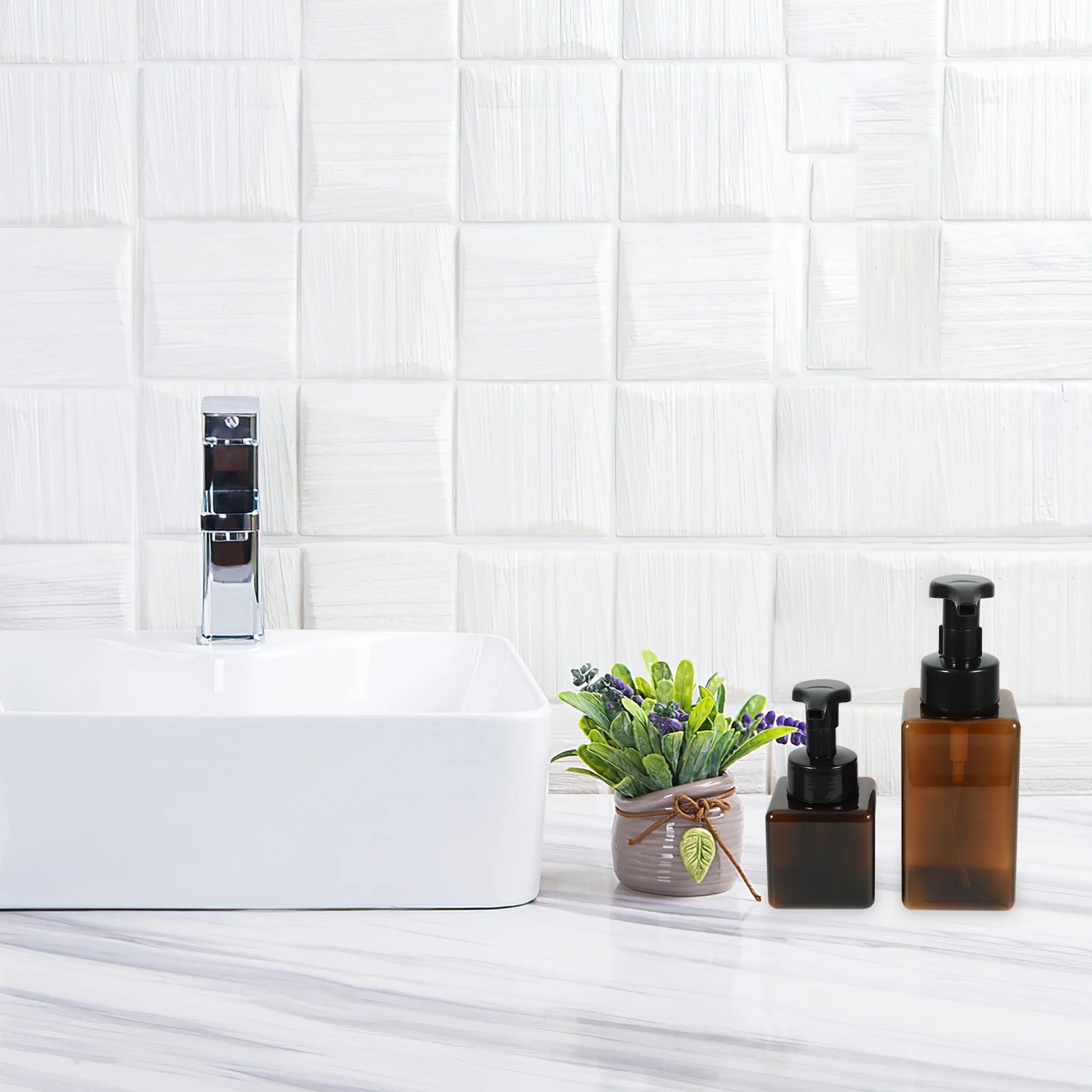 

4pcs Square Foam Refillable Bottles Pump Soap Dispenser For Travel Home Liquid Container Empty Bottles Large