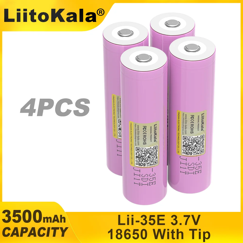 LiitoKala nuovo originale INR18650 35E 3.7V 3500mAh 20A scarica INR18650 35E batteria agli ioni di litio 3.7v batteria ricaricabile + a punta