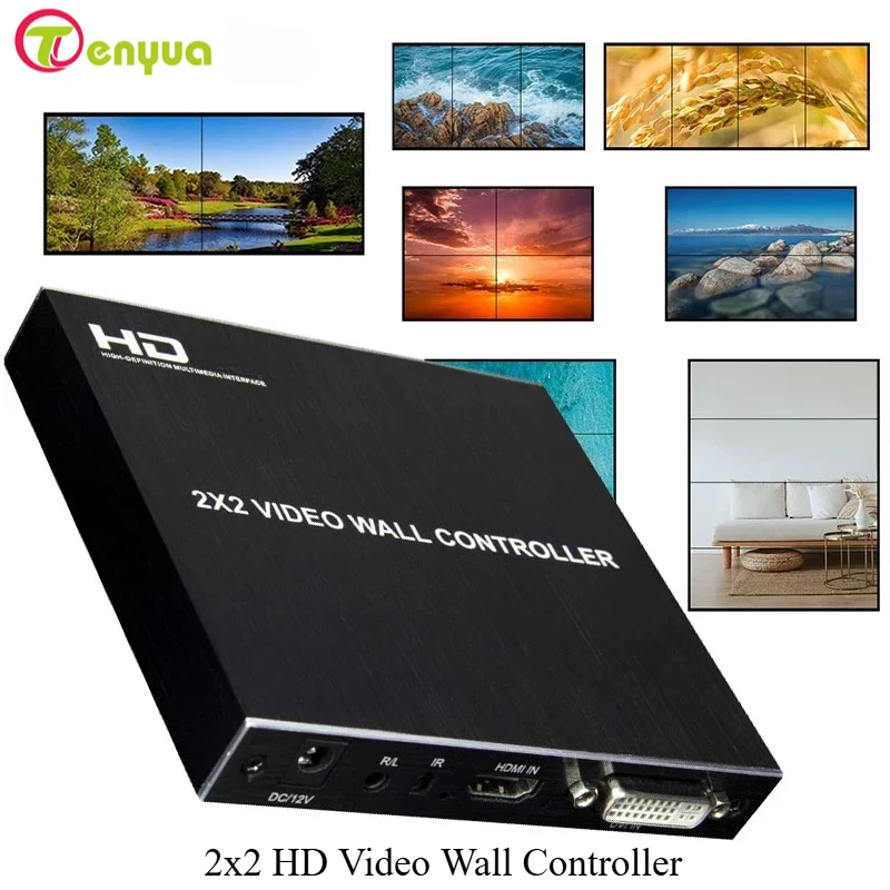 2x2 HD Video Wall Controller HD 1080P 1X2 1X4 1X3 3x1 4X1 Multi Screen Stitching Processor 4 TV Splicing Box Splicer 180° Flip